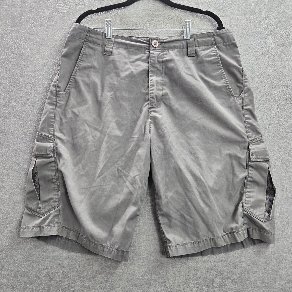 Anchor Blue Men Shorts 34 Gray Cargo Pockets Y2K 12" Inseam Cotton Adult READ